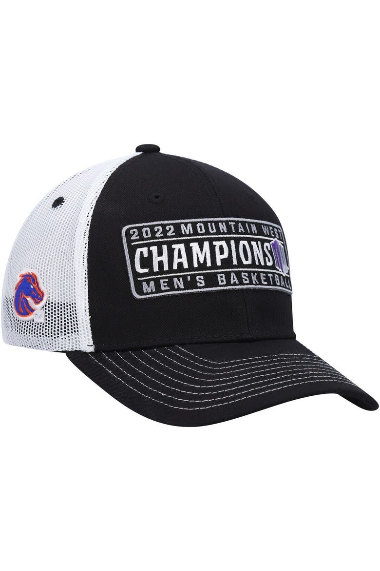 Men's Zephyr Black/White Boise State Broncos 2022 Mountain West Men's Basketball Conference Tournament Champions Locker Room Adjustable Hat, Main, color, Black