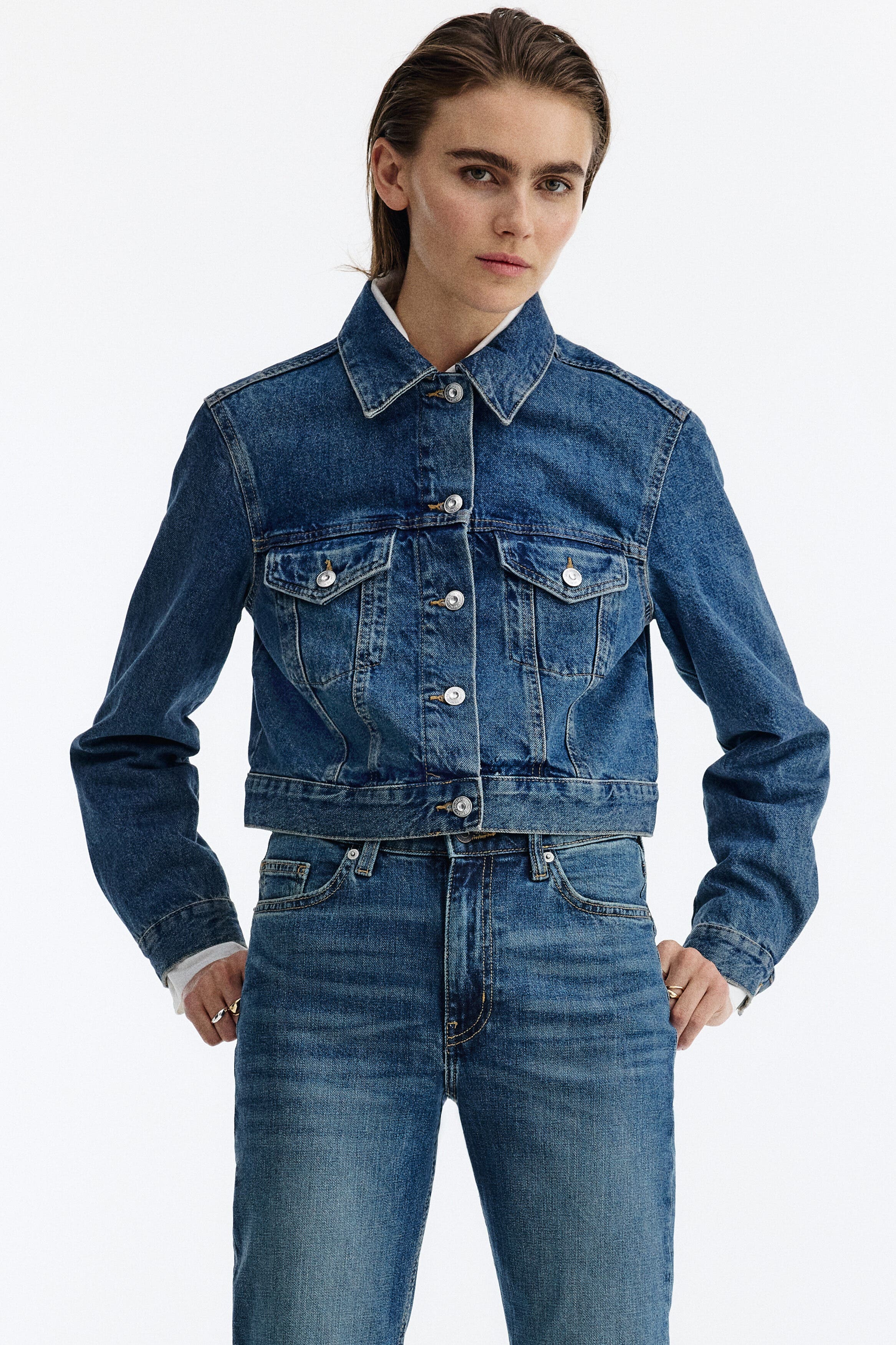Slim straight high waist jeans - image 2