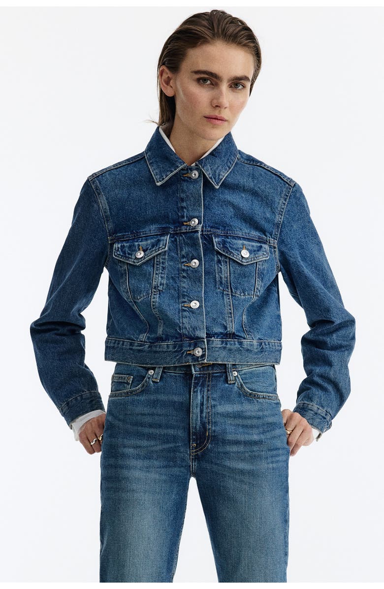 H&M Slim straight high waist jeans, Alternate, color, Denim Blue