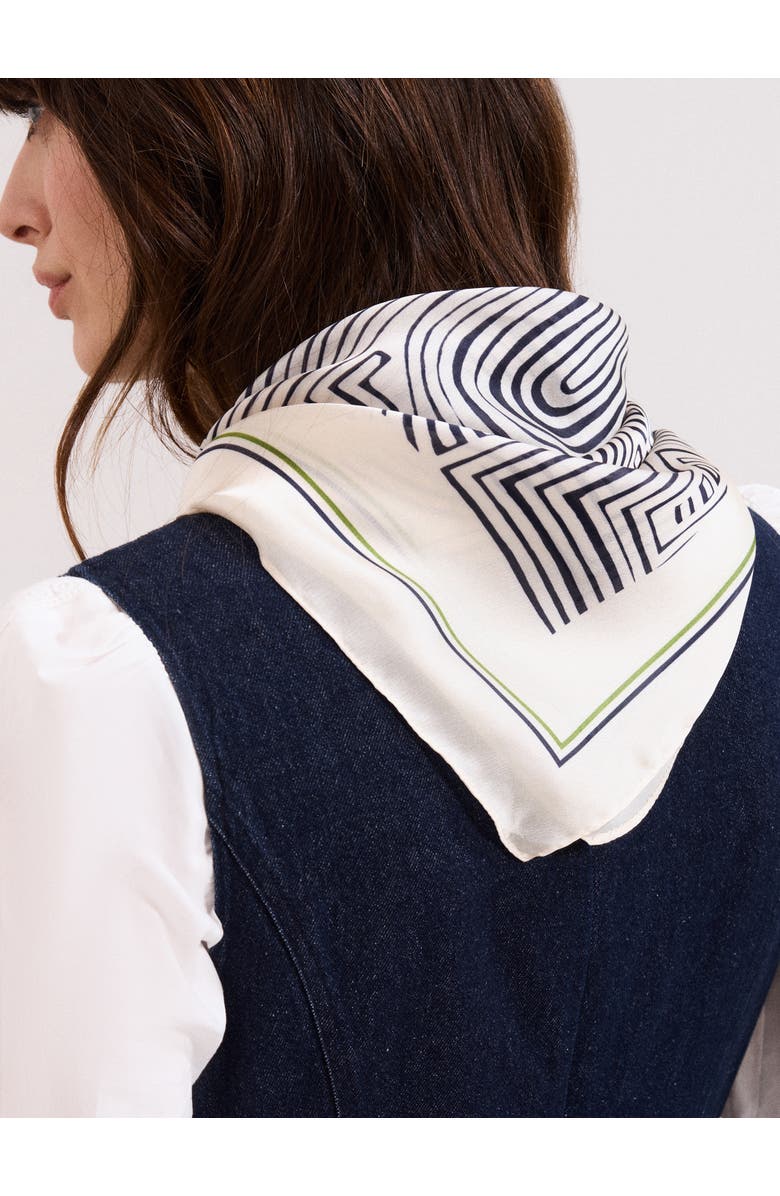 Phase Eight Printed Satin-Finish Scarf, Alternate, color, Cream