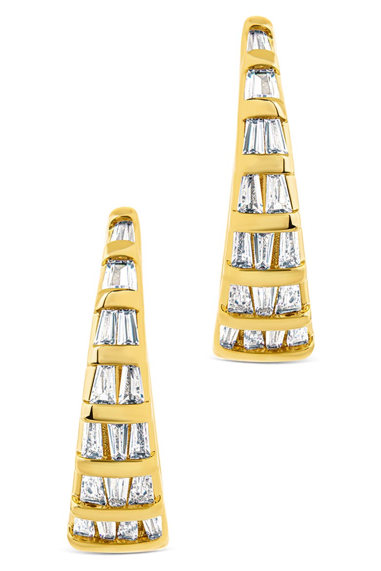Baguette Cubic Zirconia Huggie Hoop Earrings, Alternate, color, GOLD