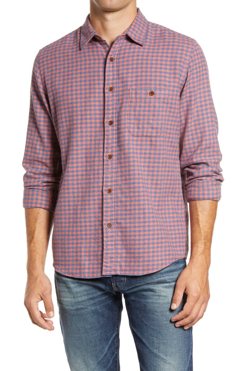 Faherty Stretch Seaview Check Flannel Button-Up Shirt, Main, color, 
