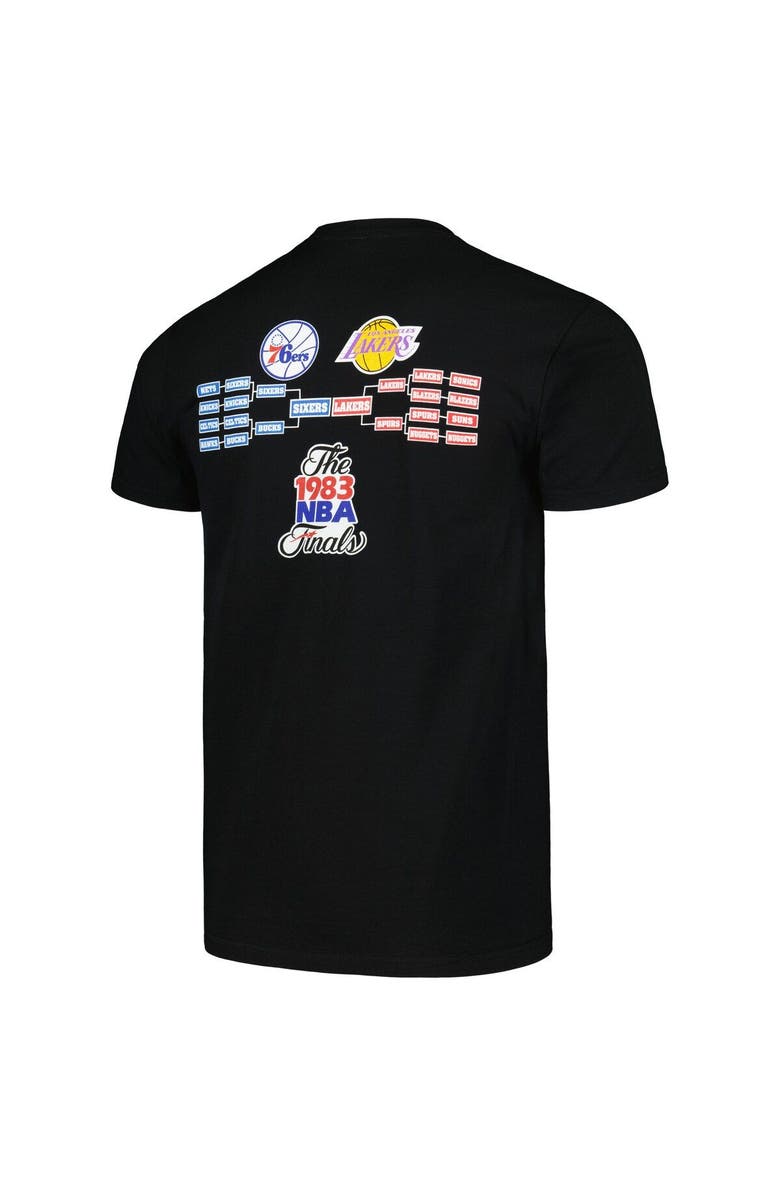 Mitchell & Ness Men's Mitchell & Ness Black Philadelphia 76ers vs. Los Angeles Lakers Hardwood Classics 1983 NBA Finals Champions Victory Road T-Shirt, Alternate, color, Black
