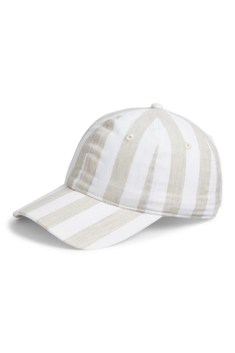 Cassis Stripe Cotton Baseball Cap, Main, color, NATURAL
