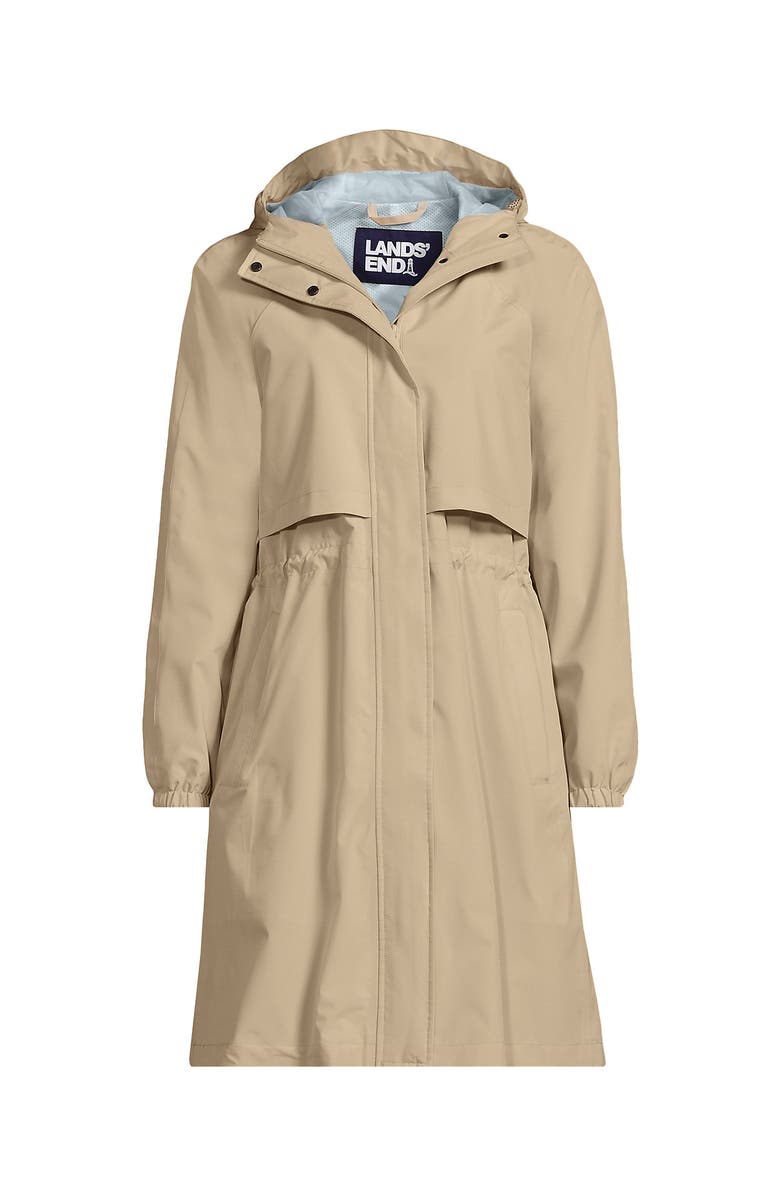 Lands' End Plus Size Squall Packable Long Raincoat, Alternate, color, Champagne