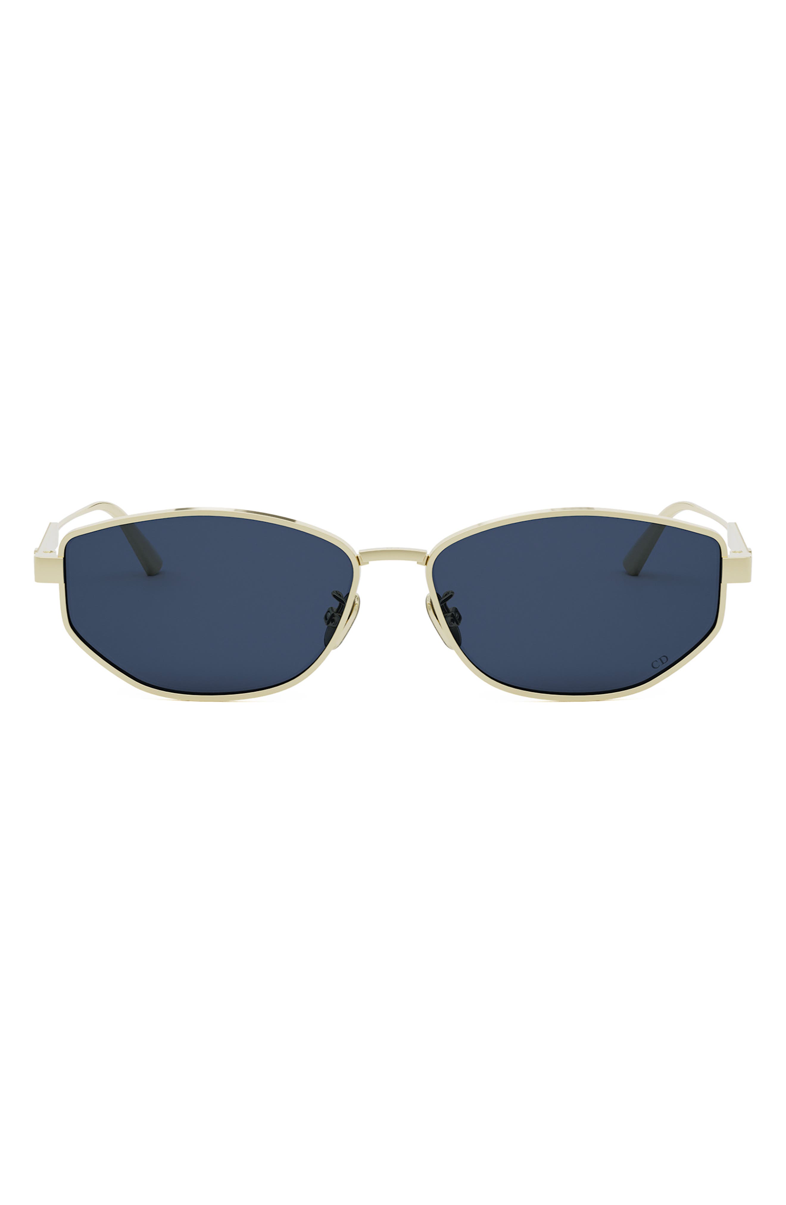 DIOR Cannage B1U 57mm Oval Sunglasses in Shiny Gold Dh /Blue 