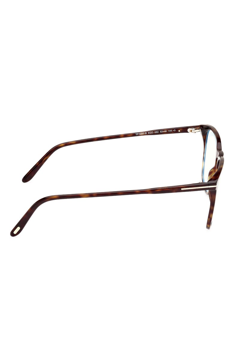 TOM FORD 52mm Round Blue Light Blocking Optical Glasses, Alternate, color, Havana Eco / T Logo
