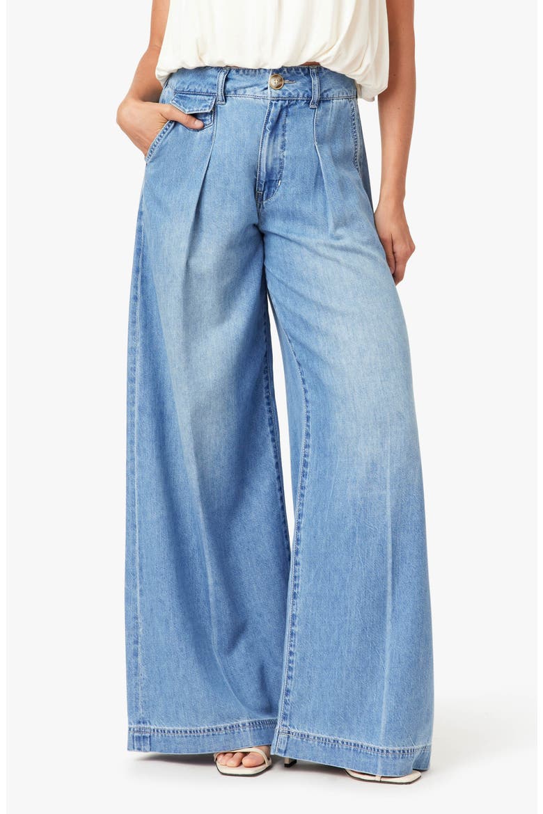 Pleated Denim Pants, Main, color, BLUE BELL