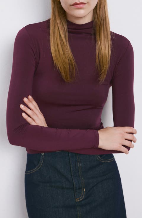 Funnel Neck Long Sleeve T-Shirt