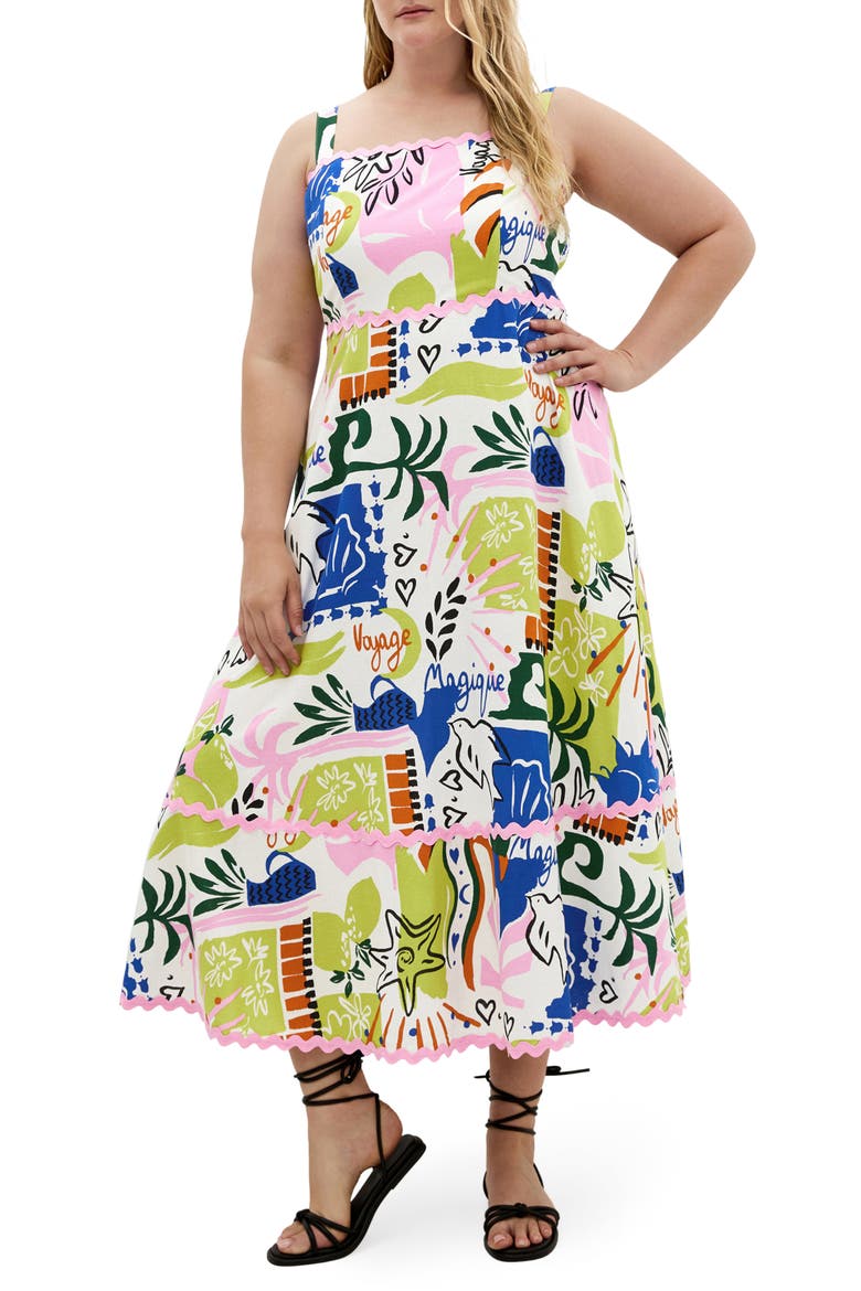 Shani Abstract Print A-Line Dress, Main, color, SUMMER CRAZE