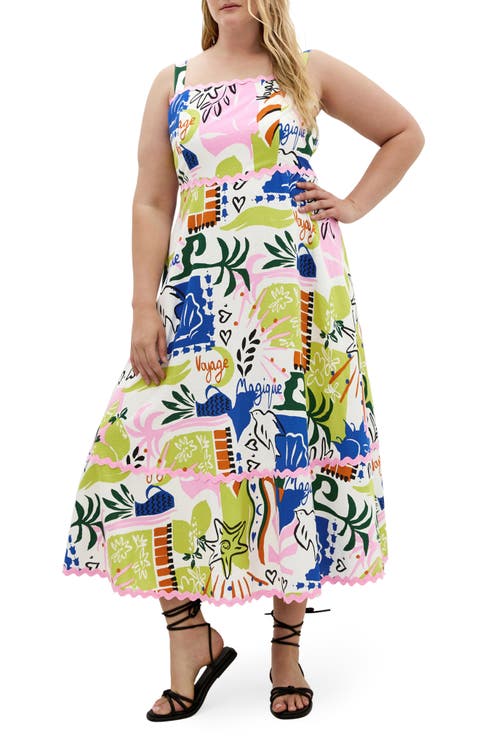 Shani Abstract Print A-Line Dress (Plus)