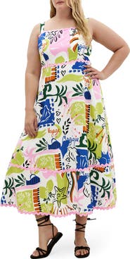 City Chic Shani Abstract Print A-Line Dress