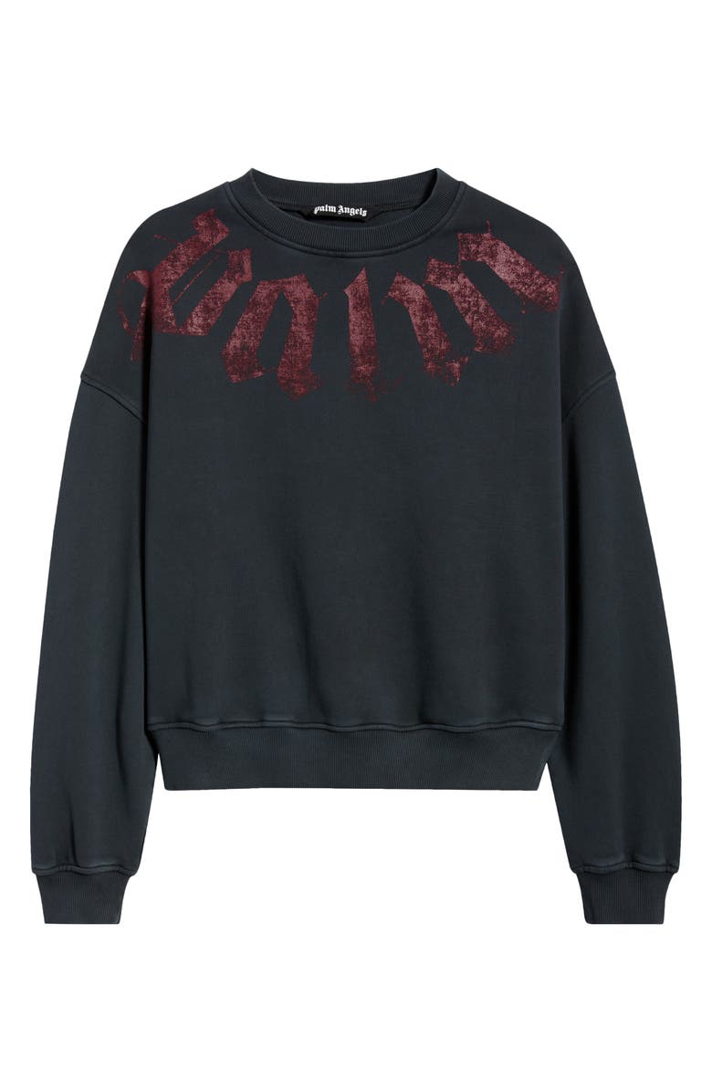 Palm Angels Big Neck Logo Sweatshirt, Alternate, color, Black Burgundy