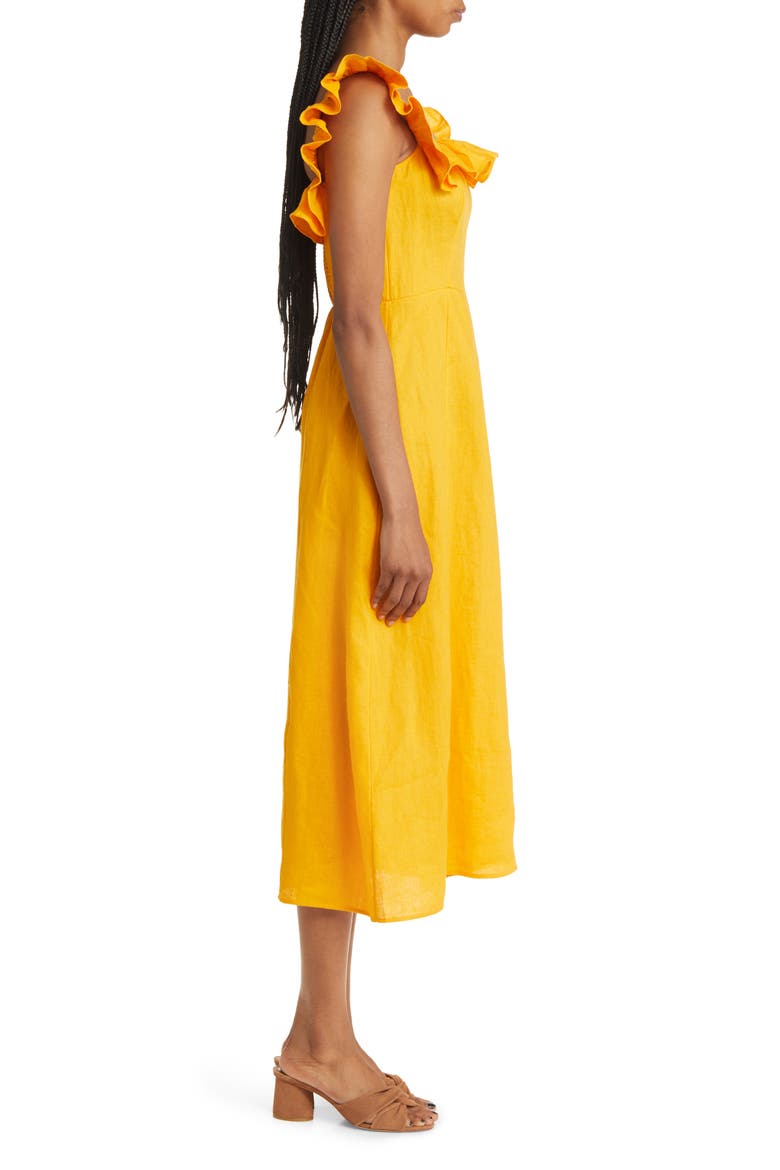 Ruffle Linen Dress, Alternate, color, YELLOW
