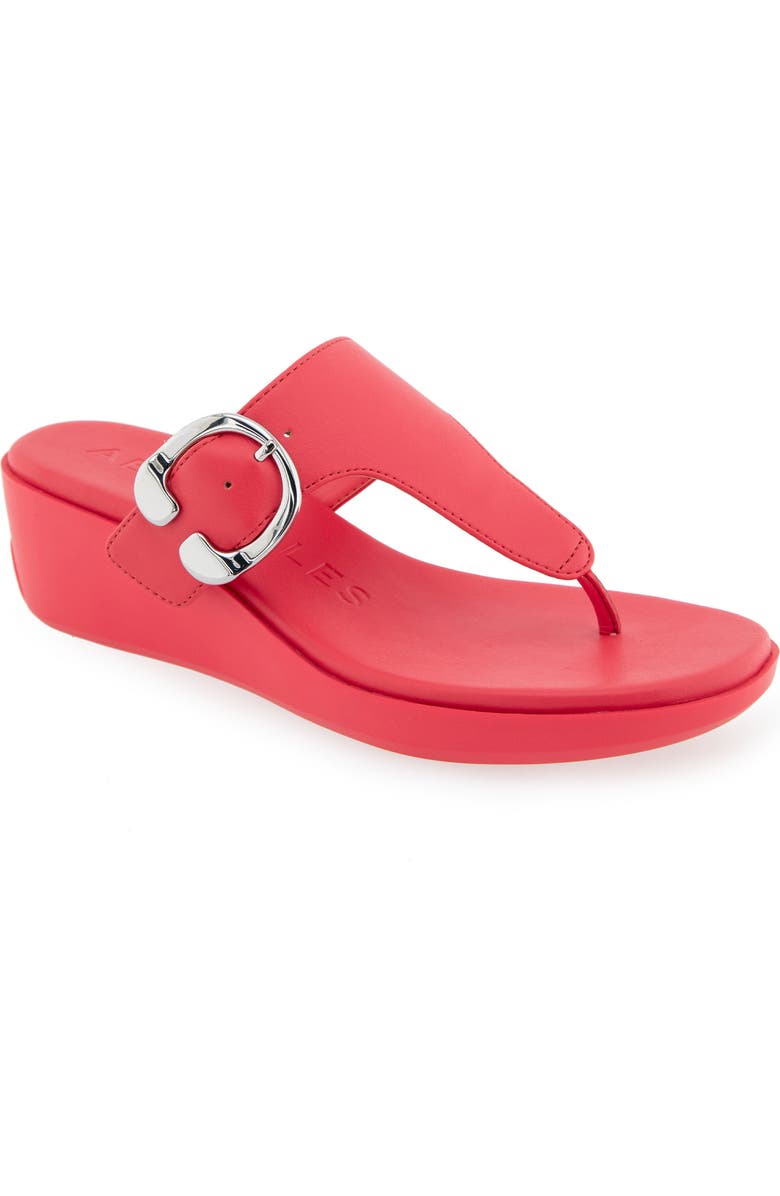 Aerosoles Izola Wedge Sandal, Main, color, Coral Faux Leather