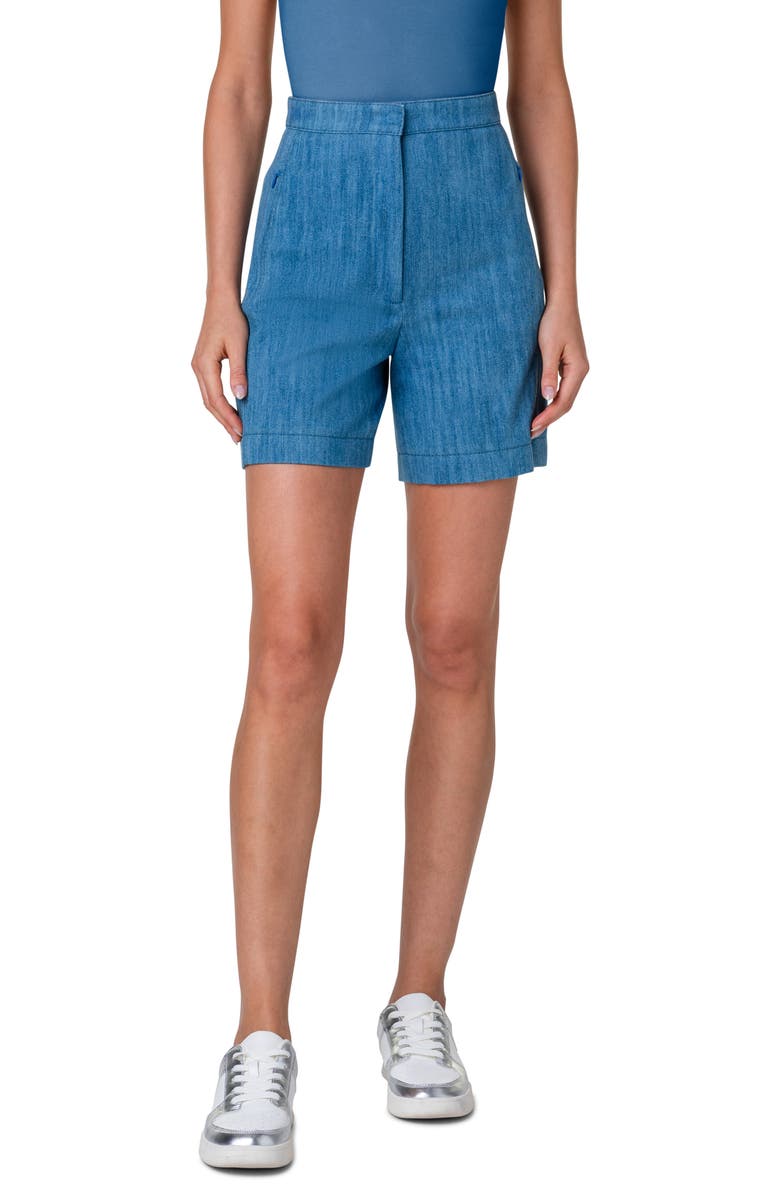 Akris punto Filia High Waist Denim Bermuda Shorts, Main, color, Medium Blue Denim