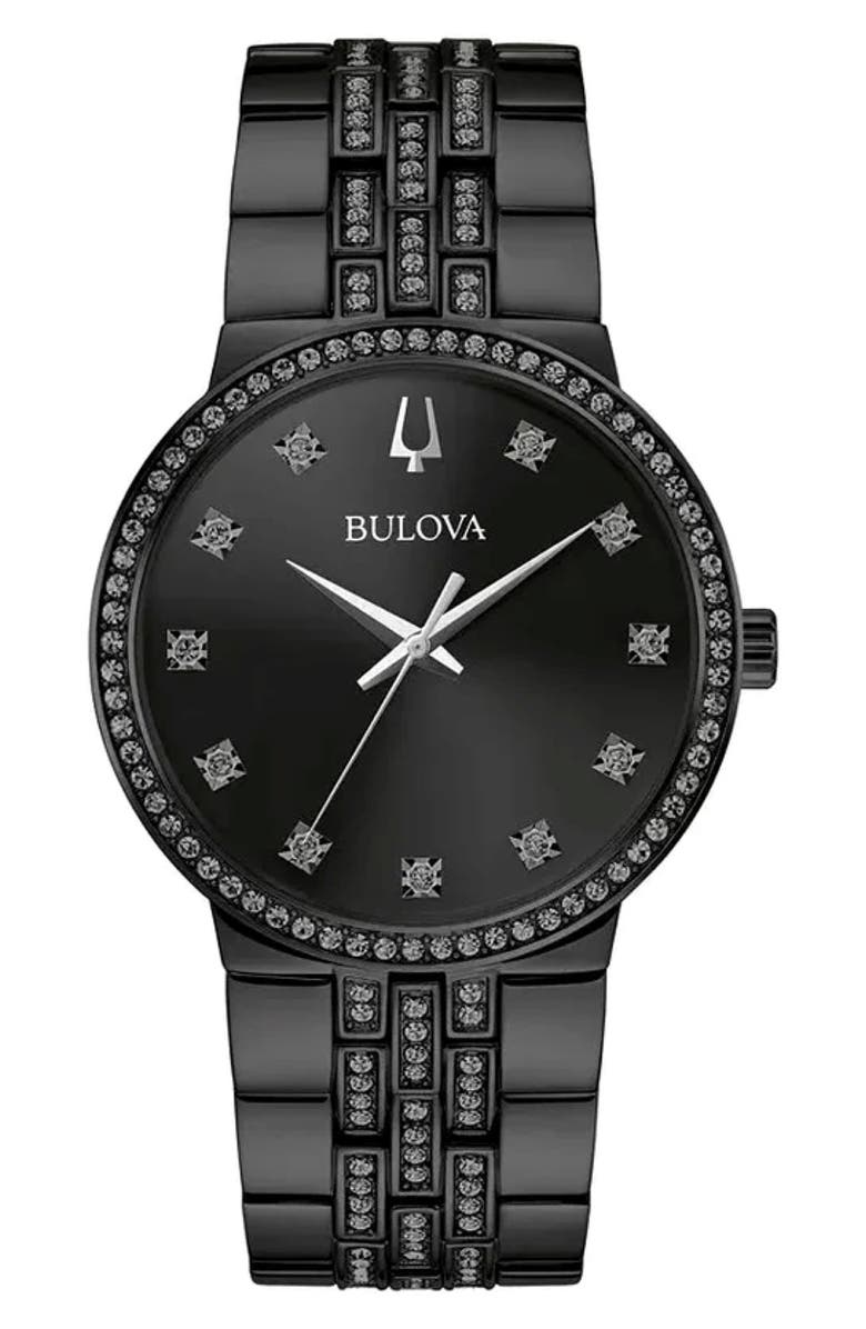 BULOVA Crystal Bracelet Watch, 40mm, Main, color, Black