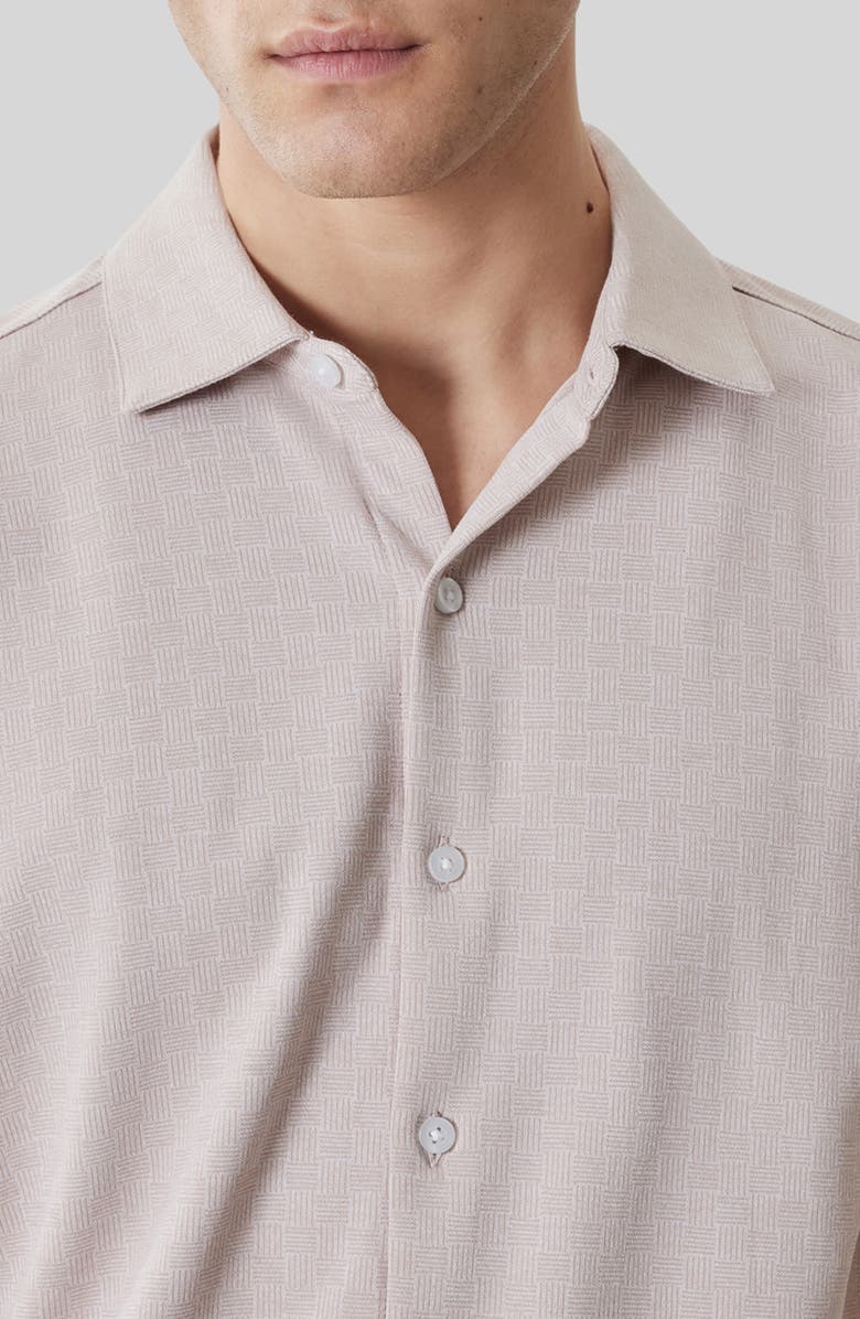 Robert Barakett Valor Knit Short Sleeve Cotton Blend Knit Button-Up Shirt, Alternate, color, Shadow Coral