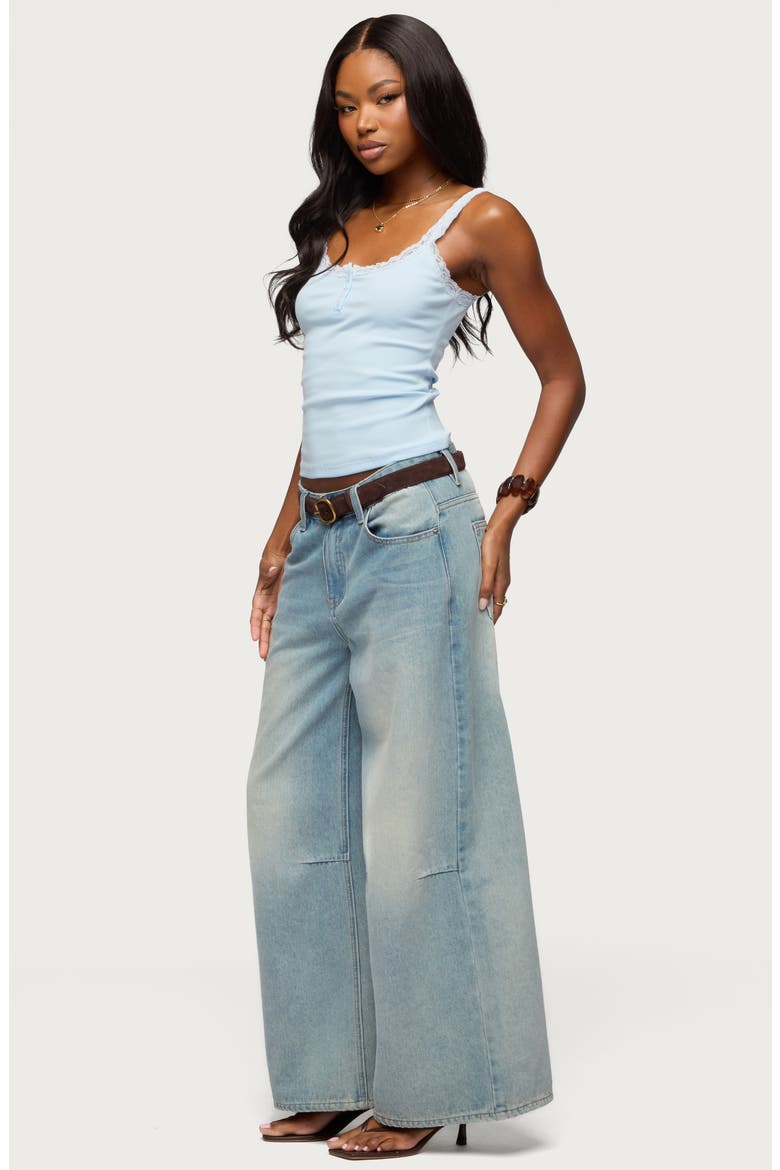 Lace Trim Henley Tank (Women) | Nordstrom