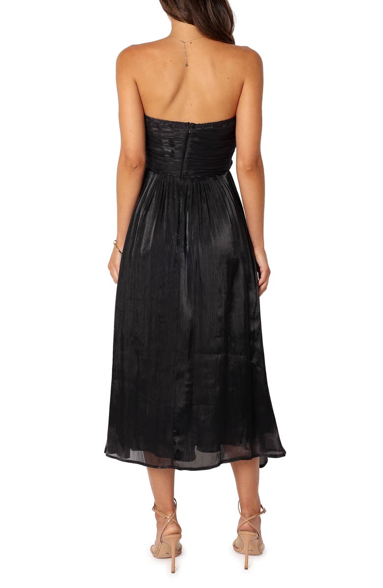 Petal & Pup Mila Strapless Bow Cutout Midi Dress, Alternate, color, Black