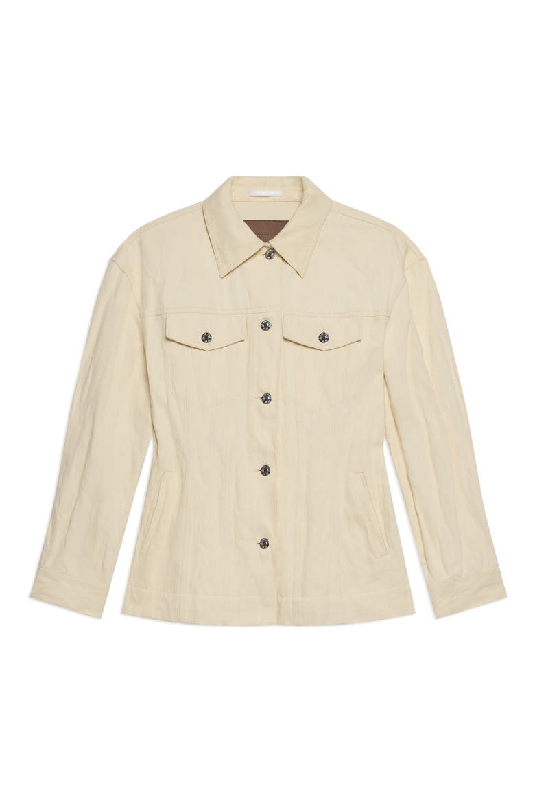 Metallic Crushable Crinkle Denim Jacket, Alternate, color, MUSLIN