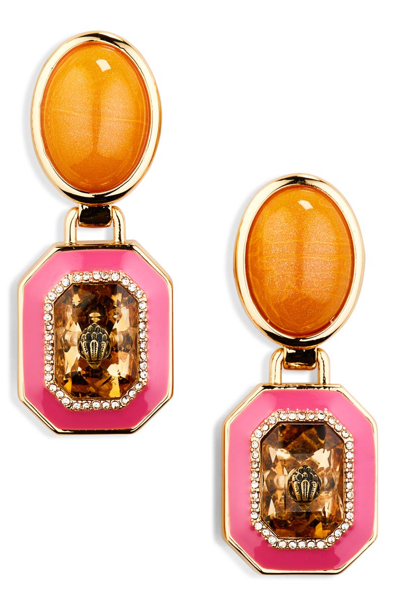 Kurt Geiger London Eagle's Head Faux Stone & Enamel Drop Earrings, Main, color, Yellow