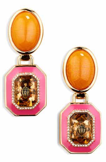 Kurt Geiger London Eagle's Head Faux Stone & Enamel Drop Earrings