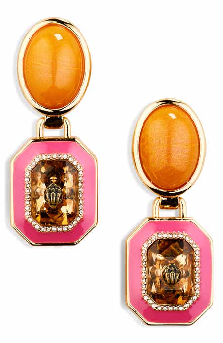 Kurt Geiger London Eagle's Head Faux Stone & Enamel Drop Earrings
