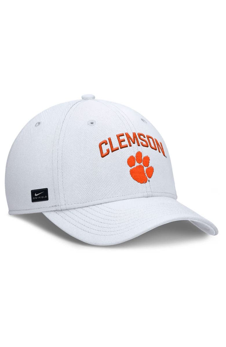 Nike Men's Nike White Clemson Tigers 2025 On-Field Rise Performance Flex Hat, Alternate, color,