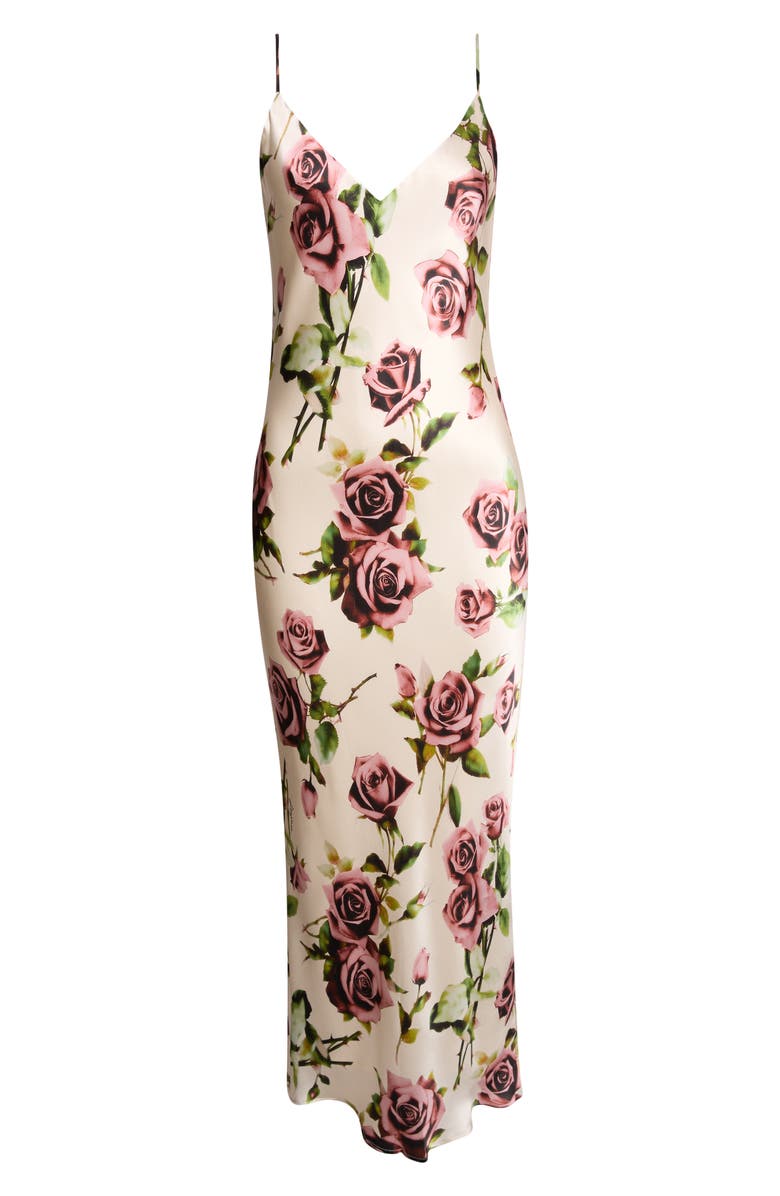 L'AGENCE Seridie Silk Midi Slipdress, Alternate, color, Ecru/ Mv Romantic Rose
