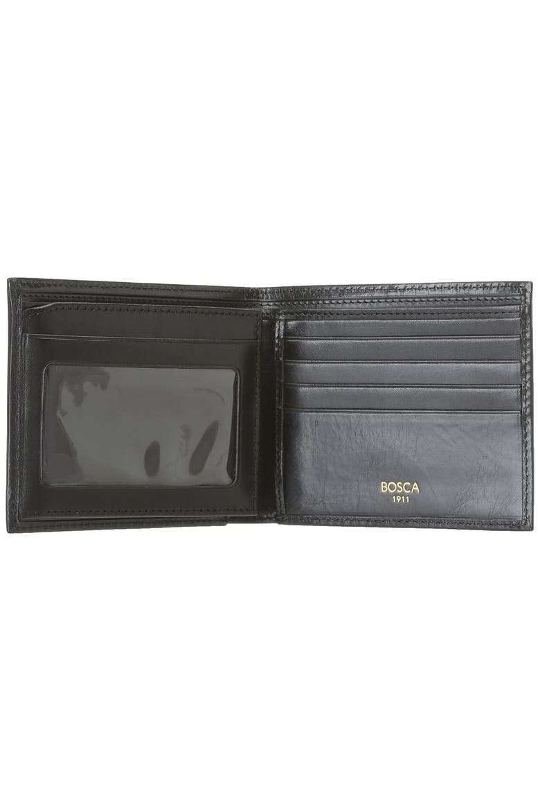 ID Flap Leather Wallet, Alternate, color, BLACK