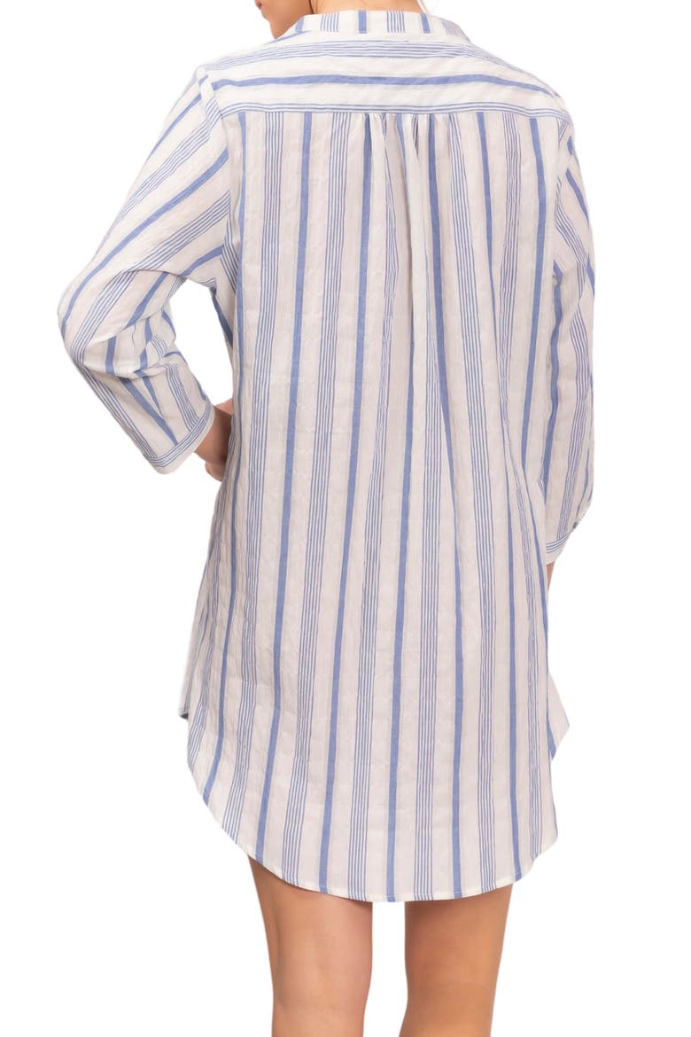 Hailey Stripe Cotton Pajama Tunic, Alternate, color, BLUEBERRY STRIPE