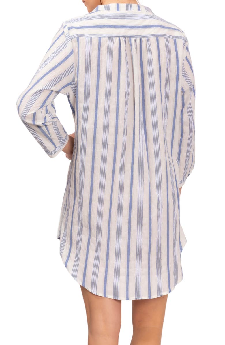 Everyday Ritual Hailey Stripe Cotton Pajama Tunic, Alternate, color, Blueberry Stripe