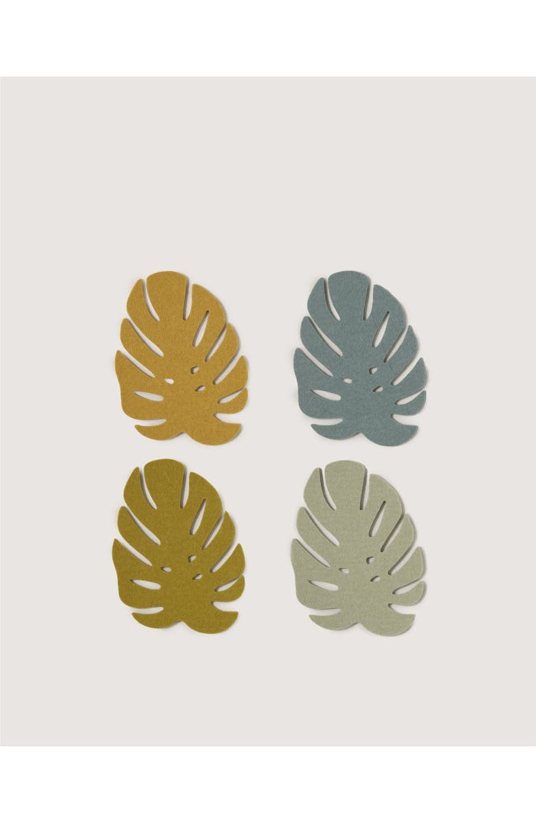 Graf Lantz Merino Wool Monstera Coaster Multi 4 Pack, Main, color, Jungle