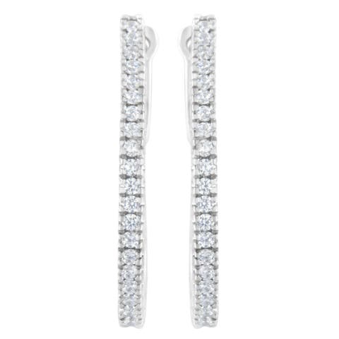 10KT White Gold 1/2 Ct Diamond Hoop Earrings
