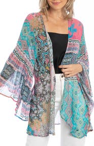 SAACHI Floral Print Bell Sleeve Ruana