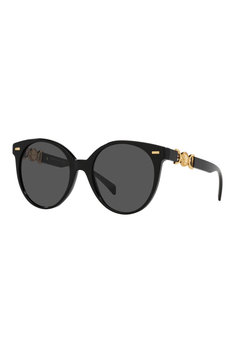 55mm Round Sunglasses, Alternate, color, BLACK