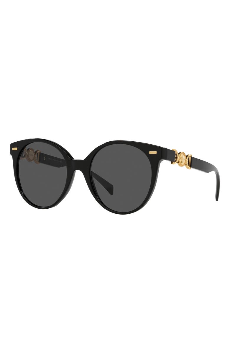 Versace 55mm Round Sunglasses, Alternate, color, Black