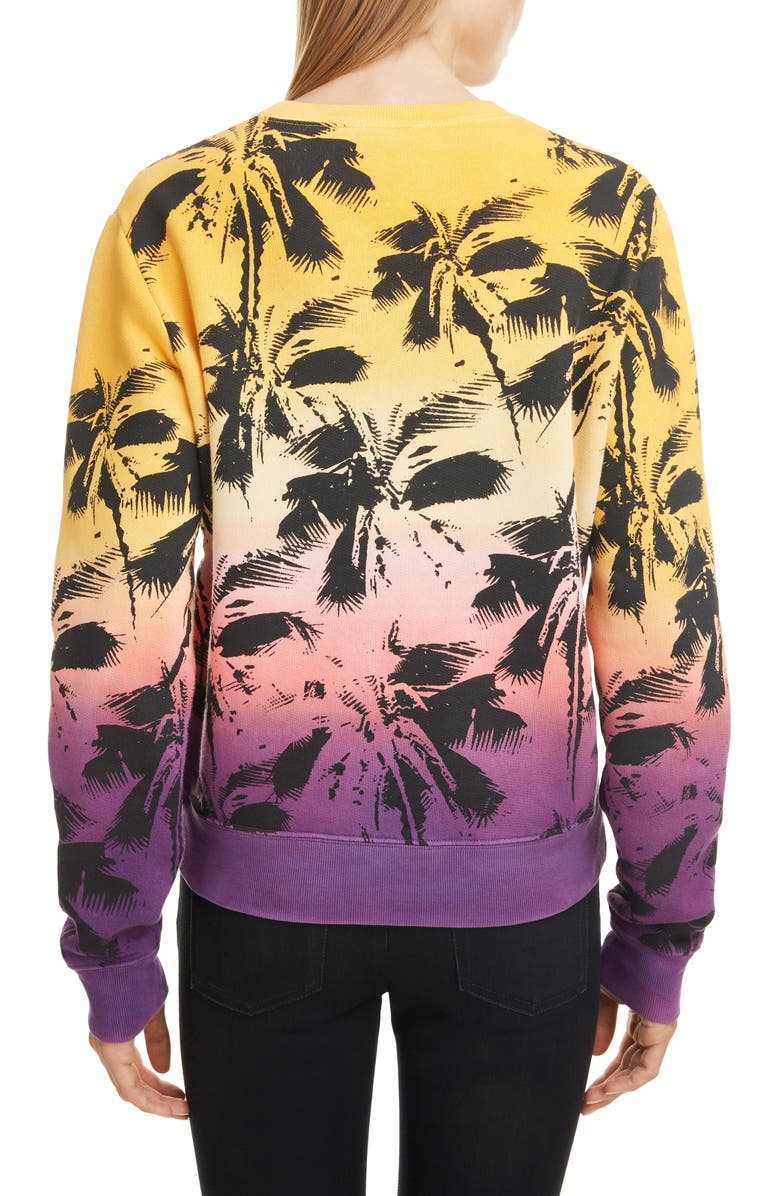 Saint Laurent Degradé Palm Print Sweatshirt, Alternate, color, 