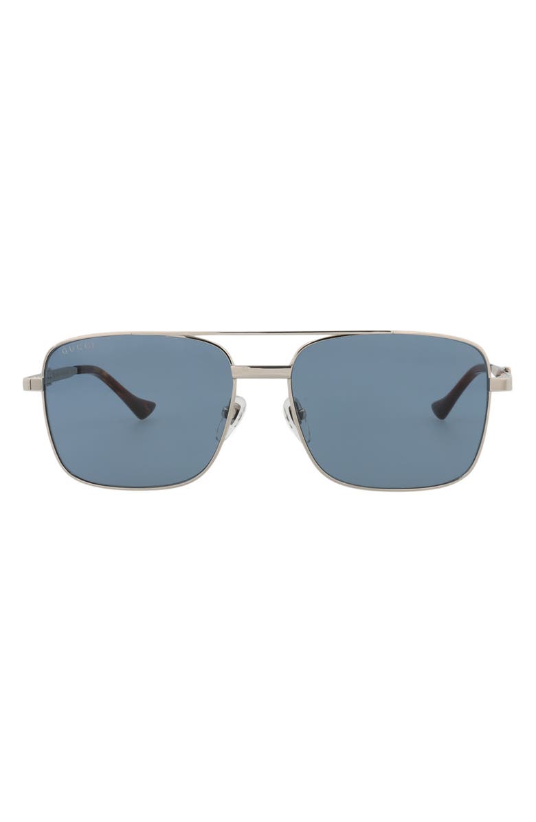 Gucci 58mm Square Metal Frame Sunglasses, Main, color, 