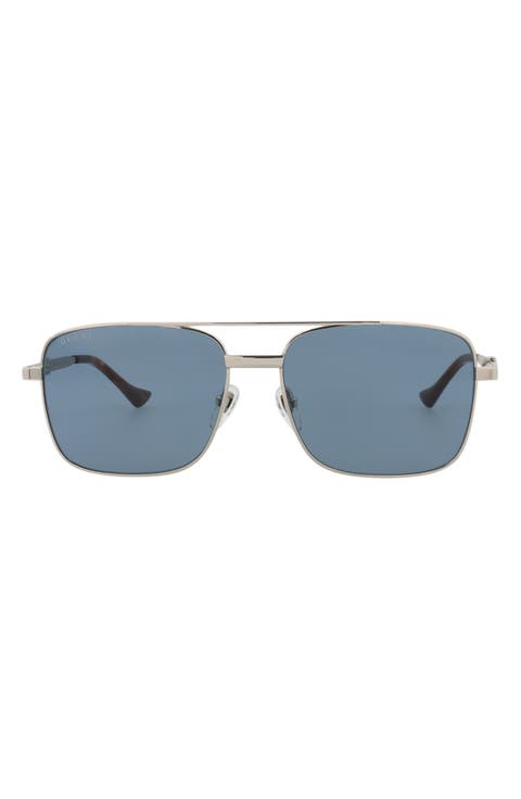 58mm Square Metal Frame Sunglasses
