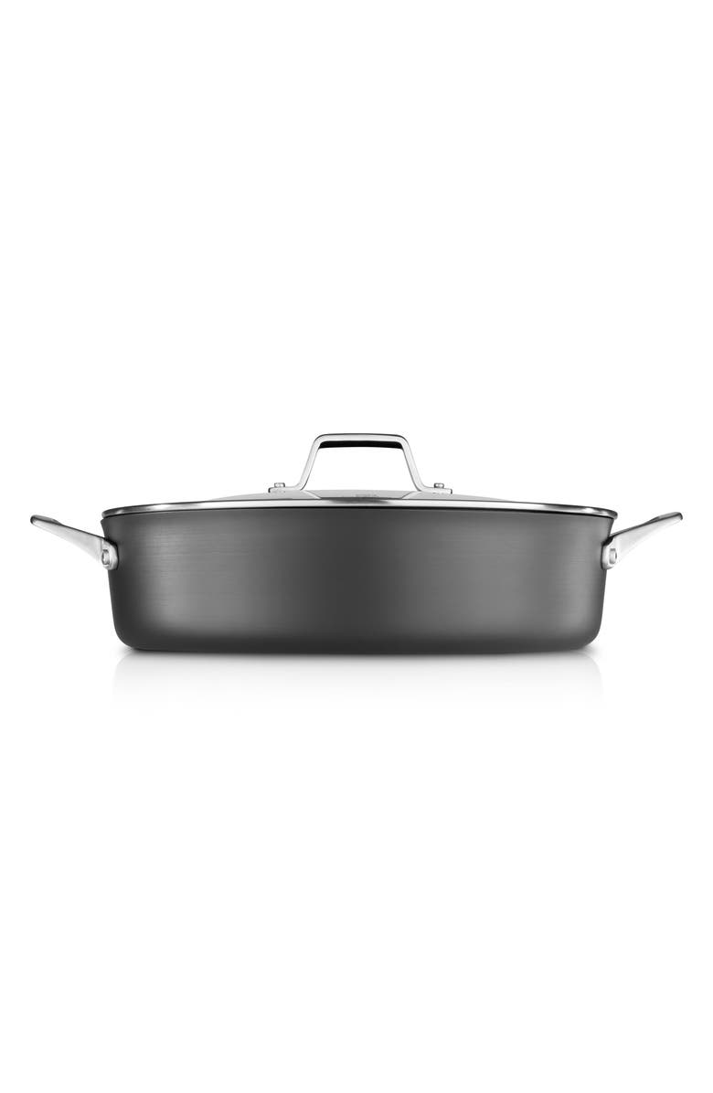 CALPHALON Premier Hard Anodized Nonstick 7-Quart Sauteuse with Lid, Alternate, color, Black