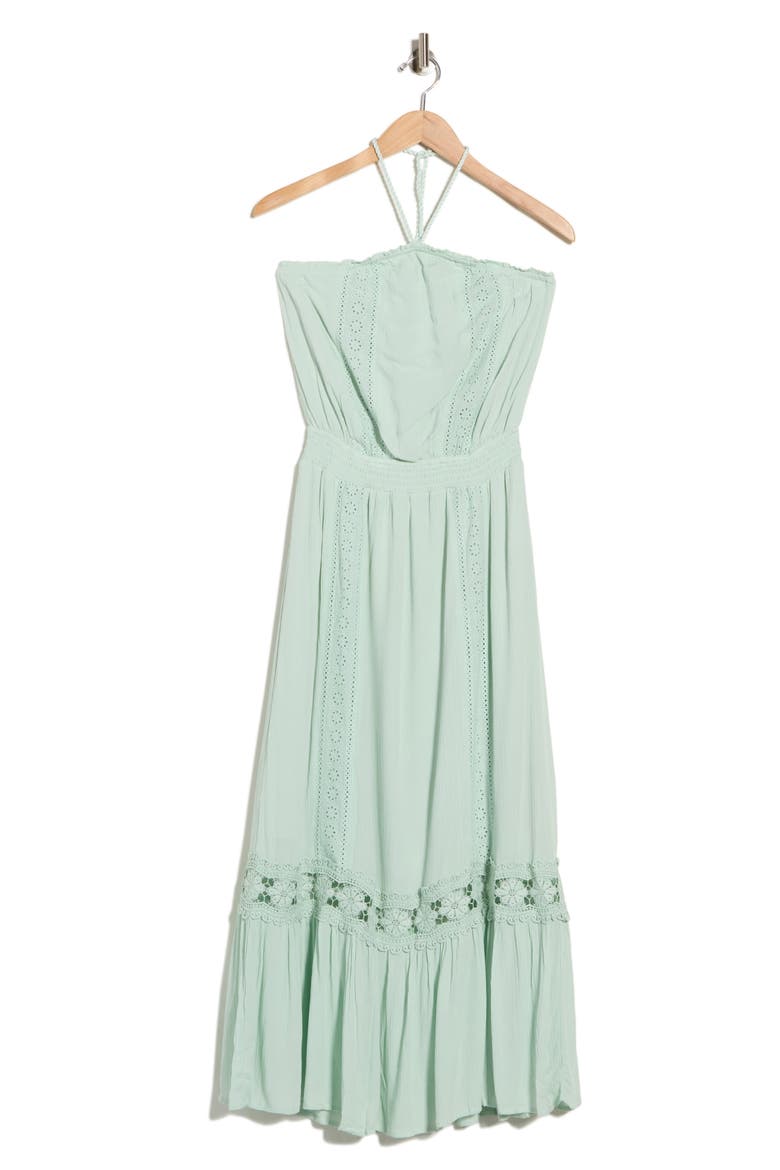 Smocked Halter Maxi Dress, Alternate, color, DUSTY SAGE
