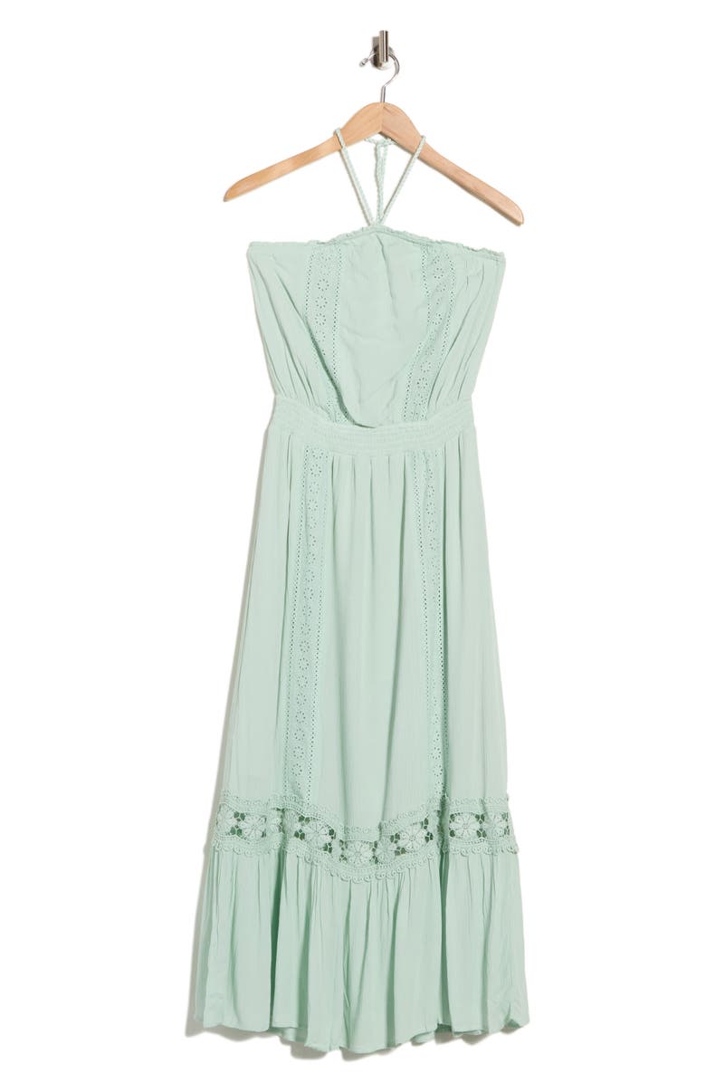 Lovestitch Smocked Halter Maxi Dress, Alternate, color, Dusty Sage