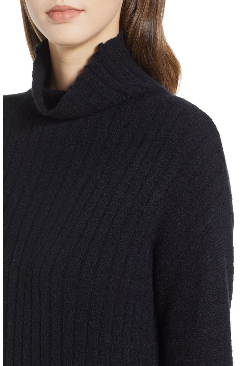 Rib Midi Sweater Dress, Alternate, color, BLACK