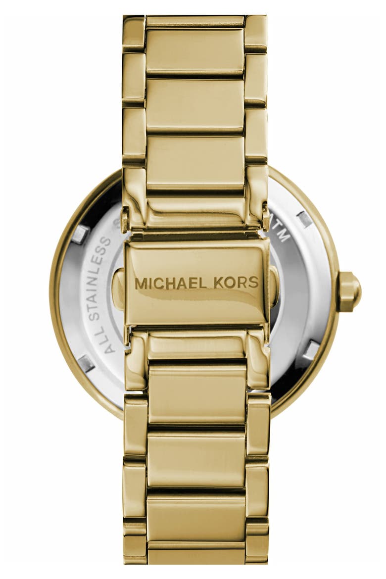 Michael Kors Parker Logo Dial Bracelet Watch, 39mm, Alternate, color, GOLD