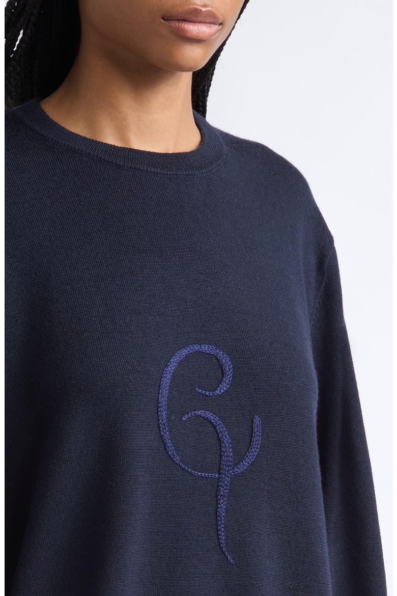 Insignia Crewneck Merino Wool Sweater, Alternate, color, NAVY