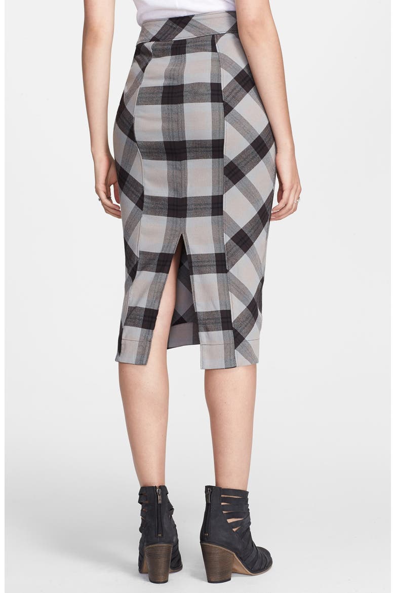 'Geometric Precision' Plaid Pencil Skirt, Alternate, color, WASHED BLACK COMBO