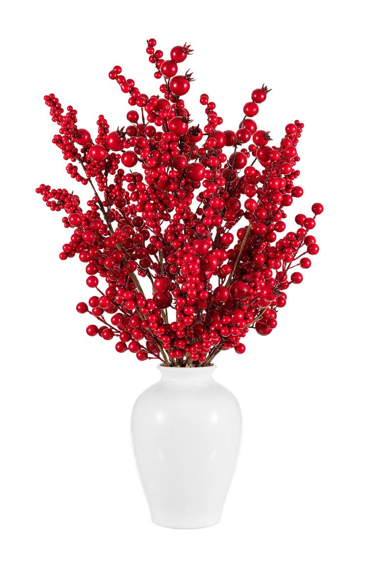 24"H Christmas Berry Vase Centerpiece, Alternate, color, Red