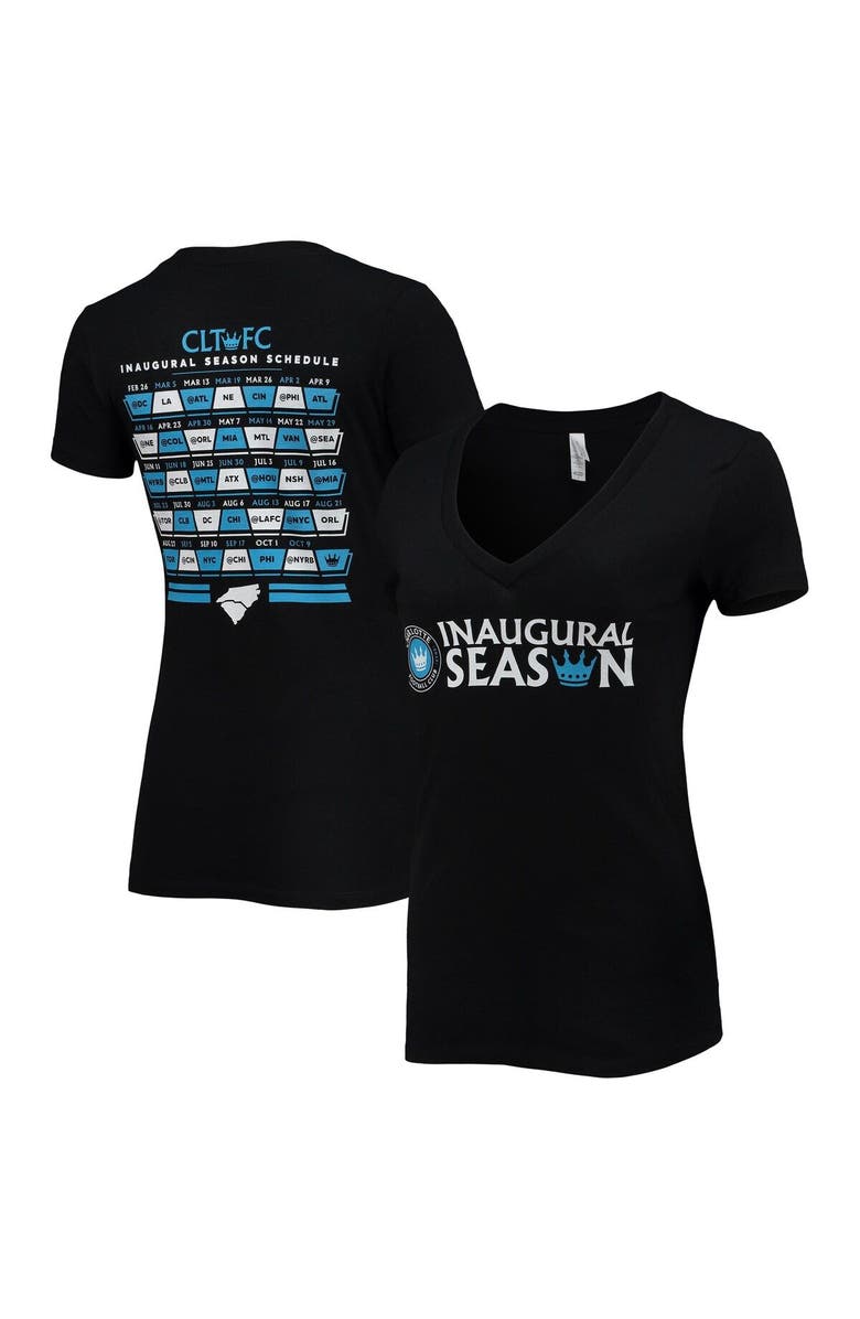 500 LEVEL Women's Black Charlotte FC Inaugural Season V-Neck T-Shirt, Alternate, color, Black